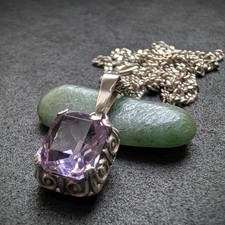 Jugendstil Anhänger Amethyst Silber mit Kette 925 Silber