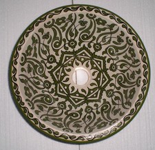 HANDBEMALTES KERAMIK HANDWASCHBECKEN * FES KERAMIK * grün & weiß * 35 cm