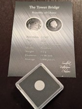 0,5 Gramm Ruthenium, 1 Cedi Ghana, Mit Zertifikat, Tower Bridge, London