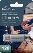MediaRange USB 3.1 & TypeC Speicherstick 128GB | Combo Flash-Laufwerk mit Kappen