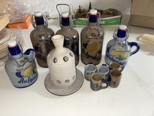 Keramik Aufgesetz Flaschen Set Steingut Krüge Becher Obstmotiv Bügelverschluss