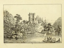 THARANDT,RUINE UND KIRCHE  1  Orig.  Umrißradierung von  Richter  ca. 1822