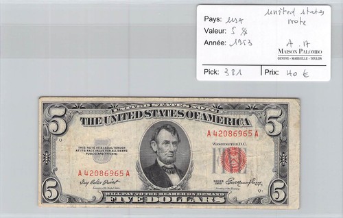 Usa dollars banknote 1953 - 5,