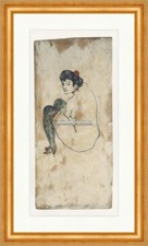 Frau mit grünen Strümpfen Aktzeichnung Strumpfband Pablo Picasso 025 Gerahmt