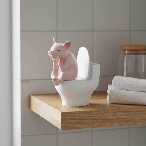 Schwein auf mini toilette - auf, mini-toilette