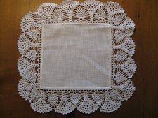 Deckchen, Zierdecke, Filethäkelei, weiß, echte Handarbeit, 34 x 34cm, Baumwolle