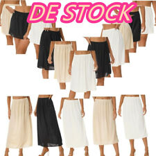 DE~Damen Unterrock Satin Schlupfrock Petticoat Halbrock Unterkleid Nacht Röcke