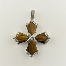 Judith Ripka Malteserkreuz Anhänger Tigerauge Verstärker Sterling Silber 925