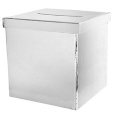 Briefbox / Geschenkbox - Gästebuch Hochzeit Metallic SILBER 20 x 20 x 20 cm