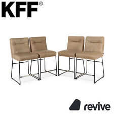 4er Garnitur KFF D-Light Leder Stuhl Beige Thekenstuhl Naturleder