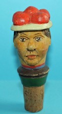 Alter Holz Zierkorken Bollenhut / Carved Wooden Bottle Stopper / Bouchon