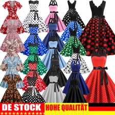 Damen Vintage 50er 60er Rockabilly Midikleid Petticoat Partykleider Cocktail DE~