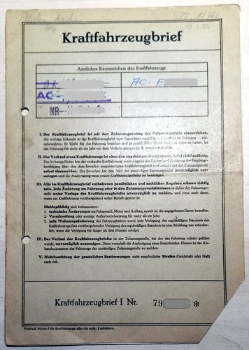 Kfz brief dkw - kfz-brief, f