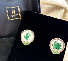 Ohrclips Ohrringe Augarten Wien Blumen, Porzellan, Sterlingsilber, Smaragde