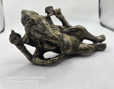 Buddhismus Buddha Ganesha Skulptur liegend Tibet Bronze versilbert
