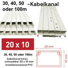 Kabelkanal 20x10 mm weiß PVC Installationskanal Schraubkanal Leitungskanal