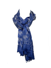 SEIDENSCHAL  AUS THAILAND  " ELEFANT " IN BLAU  180 X 55 CM# SCHMUCKJAGD