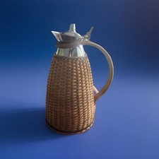 Vintage ALFI Isolierkanne Thermoskanne 60er Korbkanne Korb Geflecht 1,2 braun