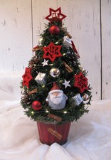 KLEINER TANNENBAUM KUNSTTANNE GESCHMÜCKT MIT LED LICHTERKETTE GESTECK 42 CM