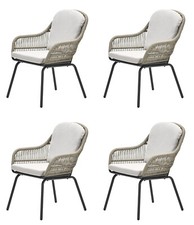 Gartenstuhl Terrassenstuhl Loungesessel Rope Dining 4 x Triton sand Aluminium
