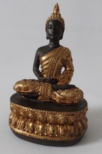 kl. Buddhafigur, Skulptur, Statue, schwarz / gold, H 15 cm [M23]