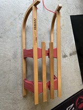 Holzschlitten Hörnerrodel Rodel Schlitten aus Holz mit Zugseil 120cm