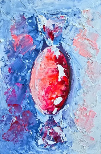 Bonbon rot ölbild - 10x15, cm
