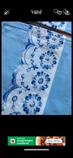 von Oma 2 blaue Nackenrollen Bezüge  Lochstickerei Handarbeit ? Spitze