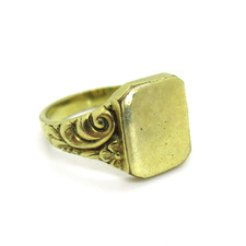 Alter Siegelring Ungraviert 20er 30er Jahre Art Deco Gold Charnier Vergoldet