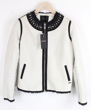 Maison Scotch Damen JACKE S Nieten Kunstleder Gebrochenes Weiß RRP270€