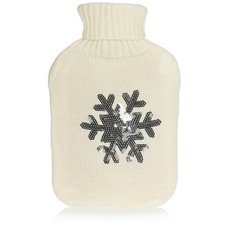 Wärmflasche 2 Liter, kuscheliges Wärmekissen mit Stoffbezug "Schneeflocke"