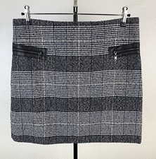 COMMA Damen Gr. 44 Tweed Rock schwarz weiß grau kariert Wolle Pencil Skirt 904