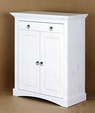 2 trg Kommode aus Kiefernholz weiß lackiert Schrank Sideboard