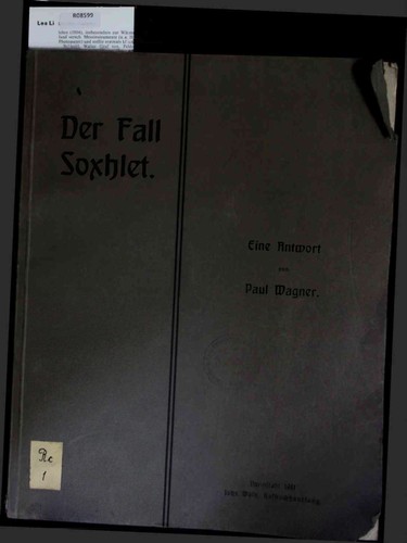 Der fall soxhlet wagner - soxhlet.,