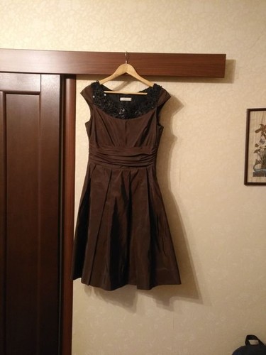 Women dress brown - dress, silk