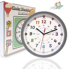 WANDUHR KINDER LERNUHR 25CM LAUTLOS UHR ZUM LERNEN KINDERWANDUHR