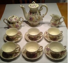 ZSOLNAY Kaffee (Mokka) Mocca Service Schmetterlinge