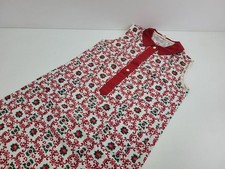 DDR Kleid Damen Baumwolle Gr. 44 Rosen rot weiß Vintage Retro Outfits #2510561