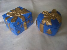 2 kleine Deko Keramik Deckeldosen  Geschenkdose Schmuckdose Weihnachten