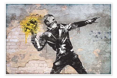 Poster banksy flower thrower - poster,