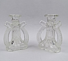 Paar Pressglas Kerzenleuchter