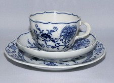 Meissen Porzellan 3-Teiliges Kaffeegedeck Zwiebelmuster Neuer Ausschnitt 1. Wahl