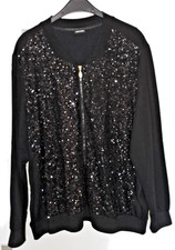 Eleganter Cardigan Jacke GERRY WEBER, Gr. 46, schwarz, Pailletten, Viskosemischu