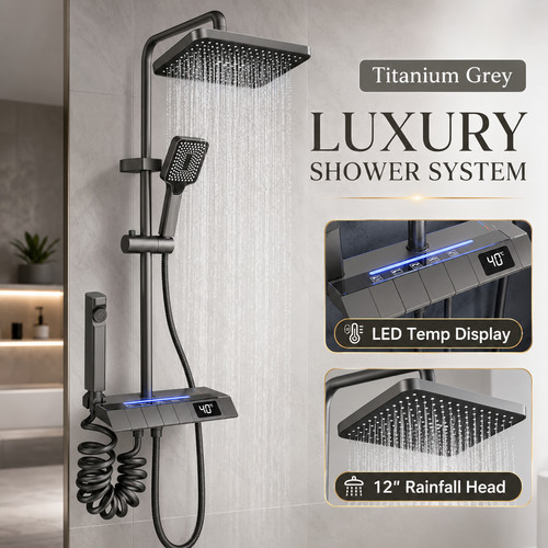 Titan grau led regendusche - led,