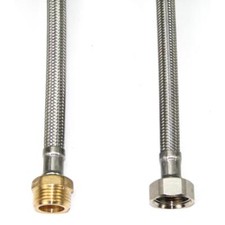 Edelstahl Flexschlauch DN8 Panzerschlauch DVGW, mit 1/2" 3/8" IG und AG wählbar