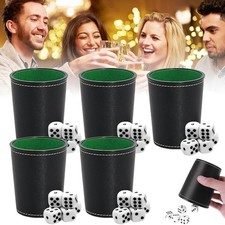 5 Würfelbecher Leder Set mit