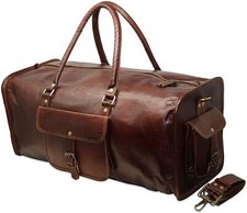 Groß Leder Ziege Herren 25 " Neu Eins Duffel Wochenende Gepäck Reise Reisetasche