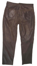STARK: " LINUS " Herren- LEDERJEANS / Nubuk- Lederhose in braun W35" /L32"