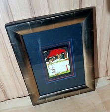 Hundertwasser "Häuser im Schnee" Gemälde Wandbild, Dicker Rahmen