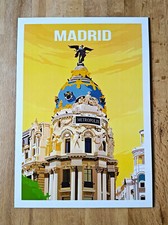 Print: Madrid - Edificio Metropolis - ca. DIN A3 - Poster - Folie auf Holz